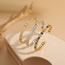 Fashion Color Zirconium Gold Zirconia Geometric Cuff Bracelet Set In Copper