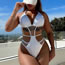 Fashion Silver Polyester Glitter Cutout One-piece Swimsuit