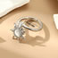 Fashion 4# Alloy Diamond Flower Open Ring