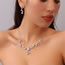 Fashion 2# Zirconia Geometric Necklace And Earrings Set In Copper