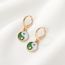 Fashion Green Blue Alloy Dripping Oil Tai Chi Round Plate Earrings Earrings