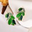 Fashion Pink Alloy Drip Color Matching Leaf Stud Earrings