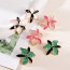 Fashion White Alloy Drip Color Matching Flower Stud Earrings