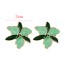 Fashion Green Alloy Drip Color Matching Flower Stud Earrings