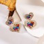 Fashion Blue Alloy Diamond Heart Earrings