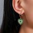 Fashion Green Alloy Drip Oil Heart Hoop Earrings