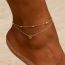 Fashion Gold Alloy Heart Double Layer Anklet