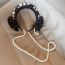 Fashion Black Long Pearl Beaded Three-dimensional Flower Wide-brimmed Headband