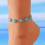 Fashion Silver Alloy Turquoise Flower Anklet
