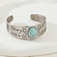 Fashion Silver Geometric Round Turquoise Carved Bracelet