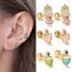 Fashion 12# Copper Inlaid Zirconia Geometric Piercing Stud Earrings