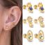 Fashion 3# Copper Inlaid Zirconia Geometric Piercing Stud Earrings