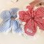 Fashion Hair Band - Red Fabric Floral Check Lace Hair Tie