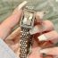 Fashion Silver Stainless Steel Diamond Steel Band Square Watch (with Battery)