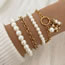 Fashion Gold Geometric Pearl Beaded Bear Bracelet Set