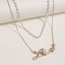 Fashion 2# Geometric Pearl Chain Diamond Letter Double Layer Necklace