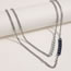 Fashion Black Gray Metal Colorblock Chain Double Layer Necklace