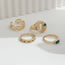 Fashion Gold Alloy Diamond Imitation Emerald Geometric Eye Tai Chi Ring Set