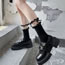 Fashion /black Lace Trim Panel Socks
