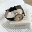 Fashion Coffee Belt Pu Round Dial Watch (with Battery)