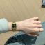 Fashion Gold Belt Green Surface Pu Square Dial Watch (with Battery)
