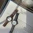 Fashion Silver Belt Pu Diamond Round Dial Watch (with Battery)