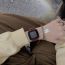 Fashion Gray Belt Pu Square Dial Watch (with Battery)