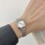 Fashion Silvery White Stainless Steel Polygon Dial Watch (with Battery)