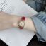 Fashion Red Belt Pu Square Dial Watch (with Battery)