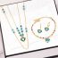 Fashion Three Piece Suit Titanium Steel Geometric Beads Drip Oil Heart Double Layer Necklace Bracelet Earring Set