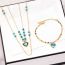 Fashion Necklace+bracelet Titanium Steel Geometric Beads Drip Oil Heart Double Layer Necklace Bracelet Set