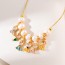 Fashion Gold Zirconia Princess Pendant Beaded Pearl Necklace In Copper