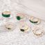 Fashion Green Alloy Diamond Geometric Ring Set