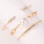 Fashion Gold Alloy Diamond And Pearl Geometric Bracelet Set