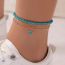 Fashion 2# Beaded Blue Pine Double Layer Anklet With Rice Beads