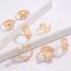 Fashion Gold Alloy Hollow Heart Flower Butterfly Pearl Ring Set