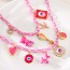 Fashion Pink Copper Paved Zircon Oil Drip Eye Balloon Dog Pendant Chunky Chain Necklace
