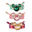 Fashion Pink Alloy Diamond Mickey Head Braided Pattern Bracelet