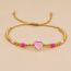 Fashion Gold Copper Beads Beaded Drip Oil Heart Bracelet