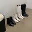 Fashion Black Short Metal Square Toe Block Heel Ankle Boots