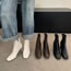 Fashion White Plush Square Toe Chunky High Heel Moccasin Boots