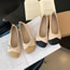 Fashion Black Apricot Square-toe Soft-soled Color-block Flats