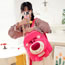 Fashion Canvas Strawberry Bear Plush Large Capacity Backpack