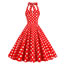 Fashion Big White Dots On Red Background Cotton Polka-dot Halterneck Tie Dress