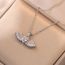 Fashion Golden Angel Wings Necklace {pendant Together} Titanium Steel Diamond Heart Wings Necklace