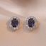 Fashion Colored Gemstone Earrings Titanium Steel Oval Zirconium Stud Earrings