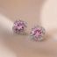 Fashion Princess Pink Earrings Titanium Steel Square Diamond Stud Earrings