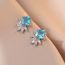 Fashion Sapphire Earrings Titanium Steel Square Diamond Flower Stud Earrings
