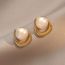 Fashion Gold Pure Copper Pearl Geometric Stud Earrings