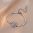 Fashion Silver Geometric Zirconia Prong Chain Rose Bracelet